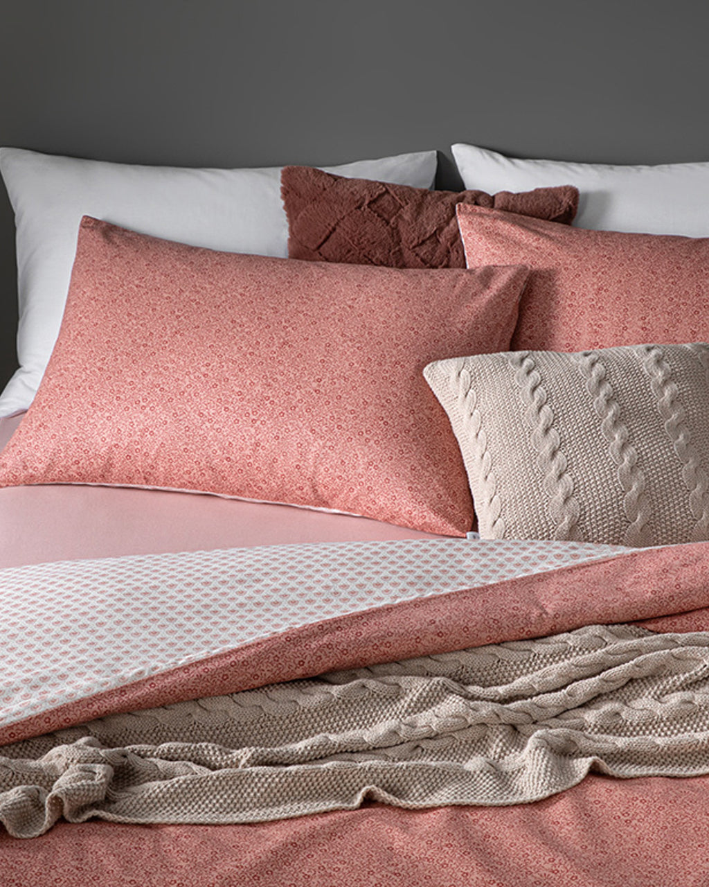 Daisy Bouquet Green Crêpe Double Size Duvet Cover Set-Flat Sheet 200x220 cm Pink (view 4)