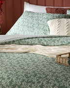 Olive Branch Crêpe Single Size Duvet Cover Set-Flat Sheet 160x220 cm Green (view 4)