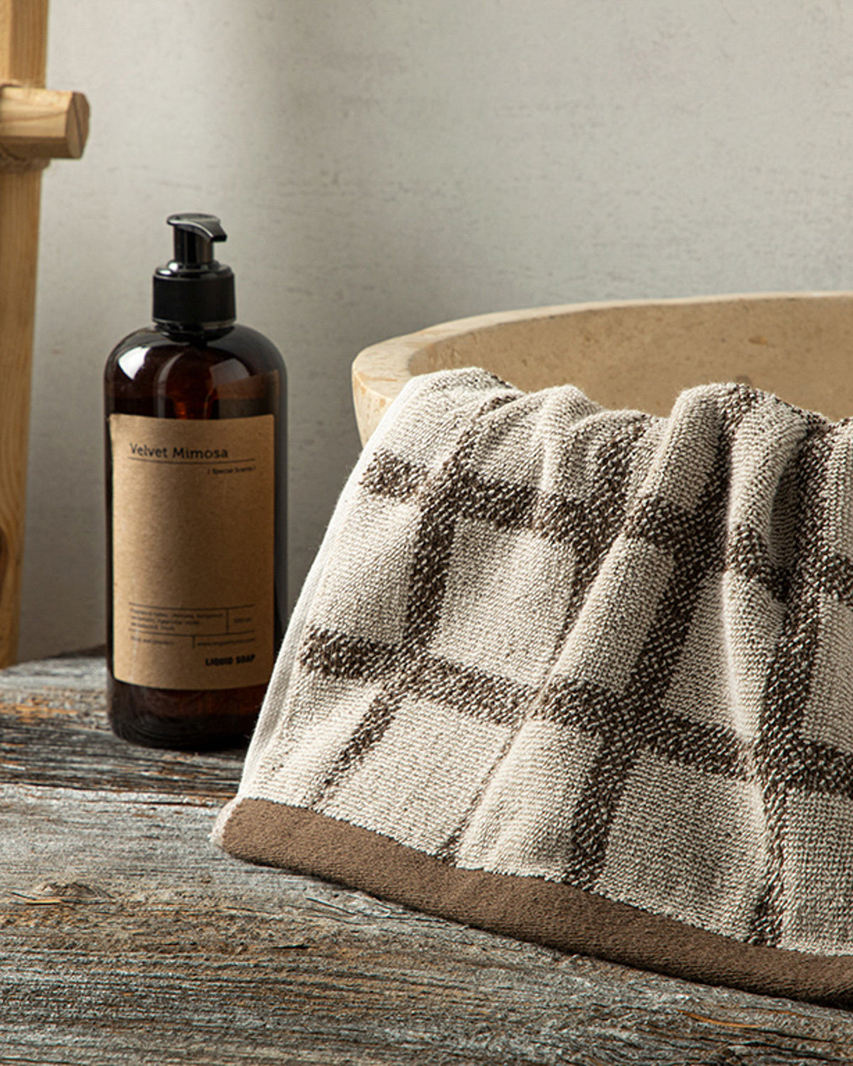Square Cotton Hand Towel 30x40 cm Beige-Brown