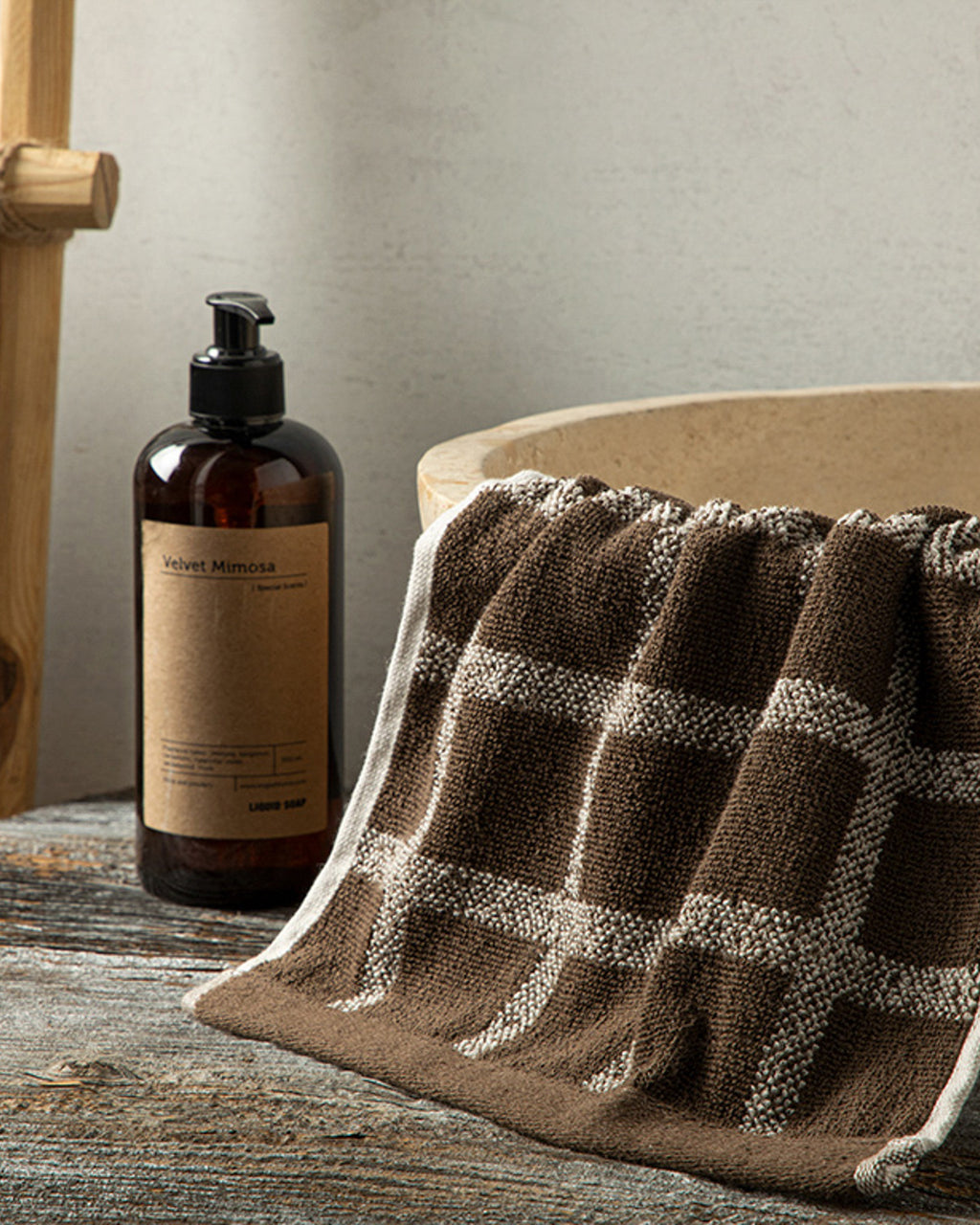 Square Cotton Hand Towel 30x40 cm Beige-Brown (view 2)