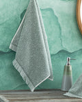 Hybrid Cotton Fringed Face Towel 50x70 cm Ecru - Green