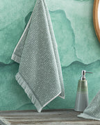 Hybrid Cotton Fringed Face Towel 50x70 cm Ecru - Green