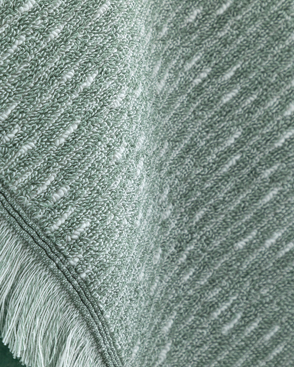 Hybrid Cotton Fringed Face Towel 50x70 cm Ecru - Green (view 2)