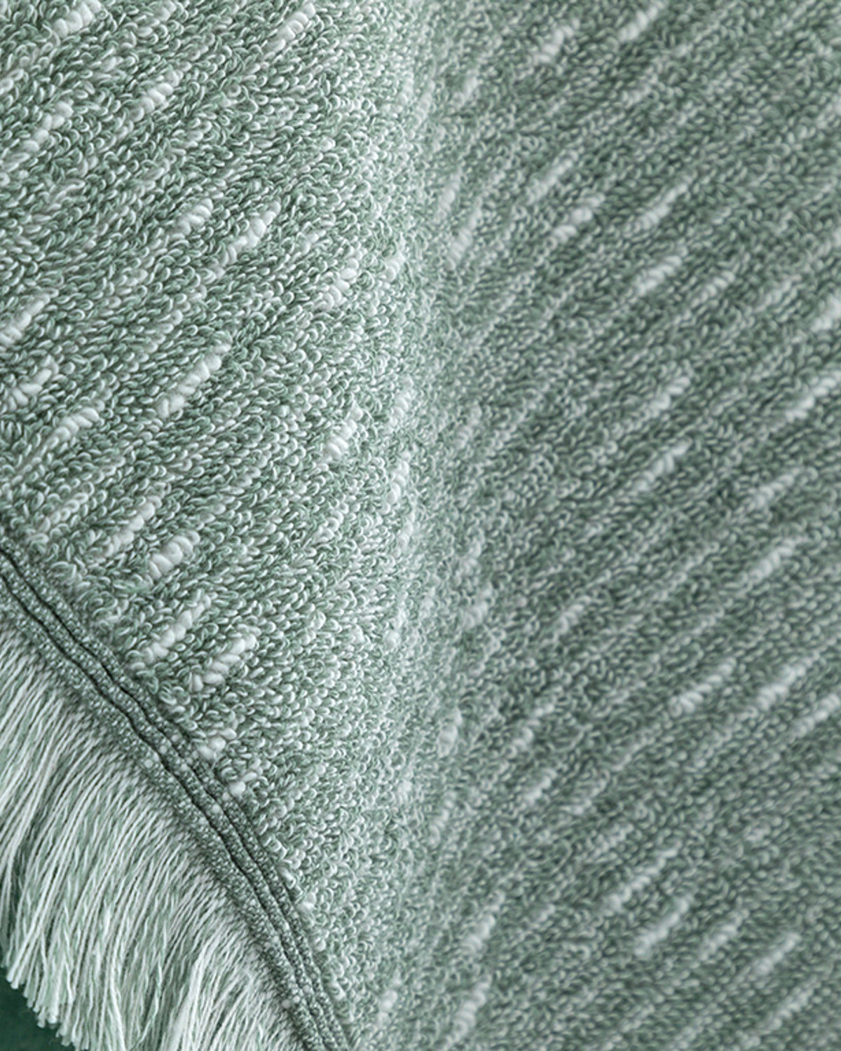 Hybrid Cotton Fringed Face Towel 50x70 cm Ecru - Green (view 2)