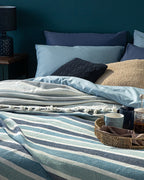Colorful Lines Woven Single Size Bed Spread 160x240 cm Celadon - Blue (view 2)