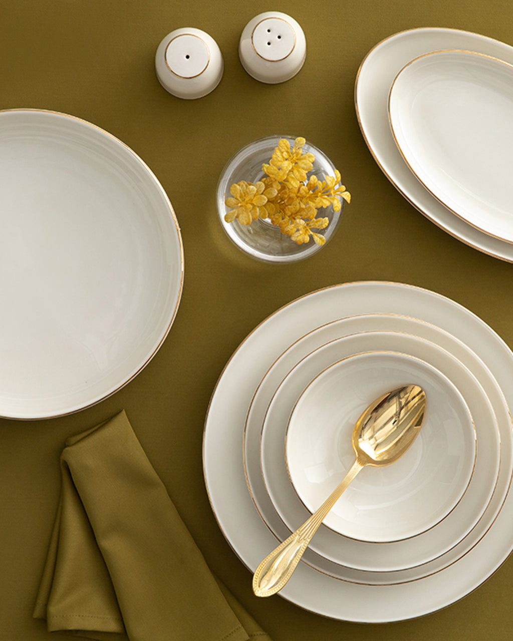 Torino Porcelain Table Set - Gold - 27 Pieces, 6 Servings (view 4)