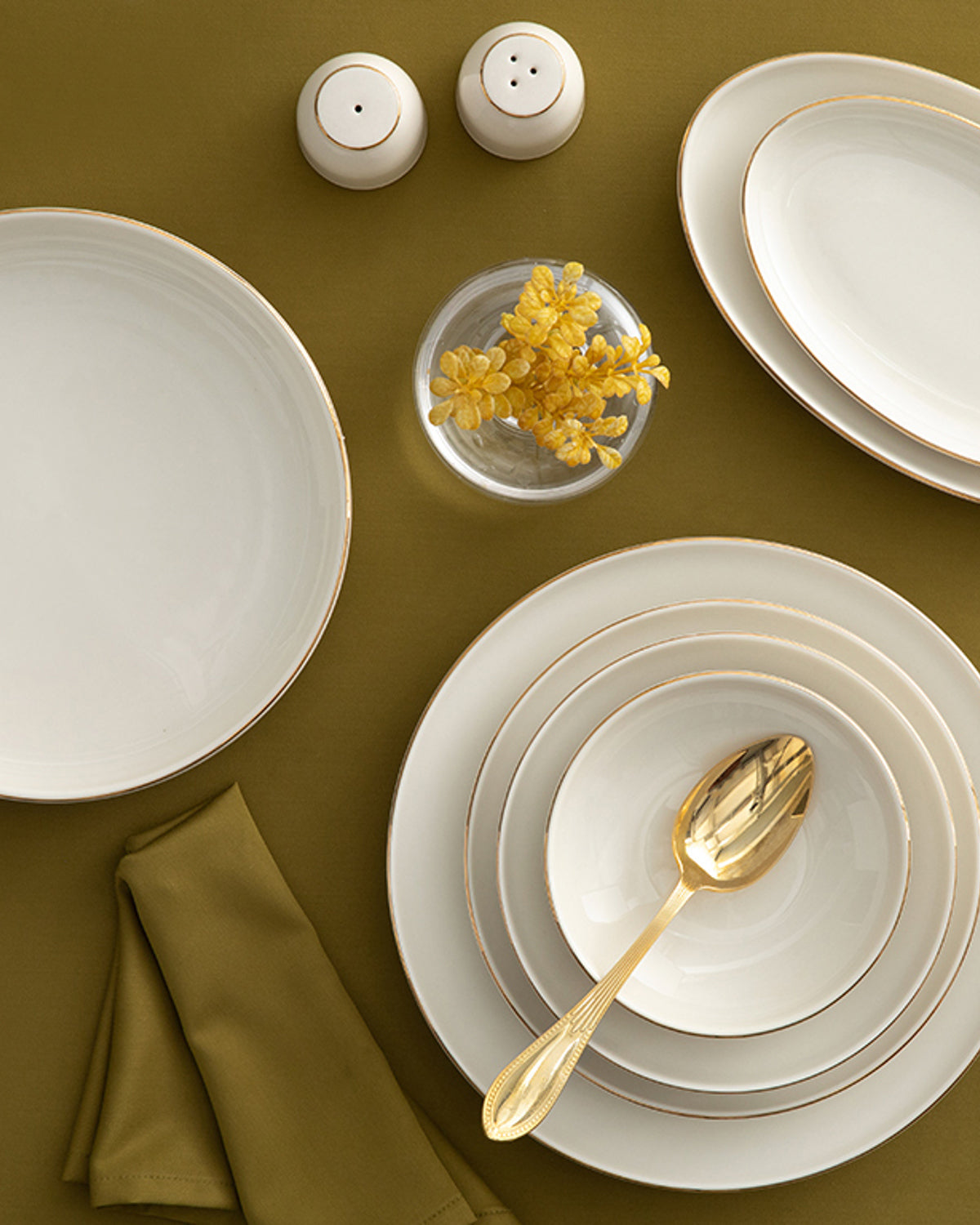 Torino Porcelain Table Set - Gold - 27 Pieces, 6 Servings (view 4)