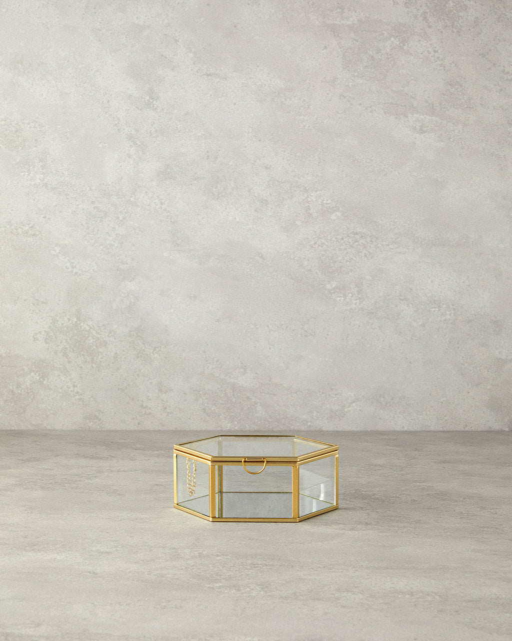 Deluxe Glass Decorative Box Gold - 14x16x6 cm