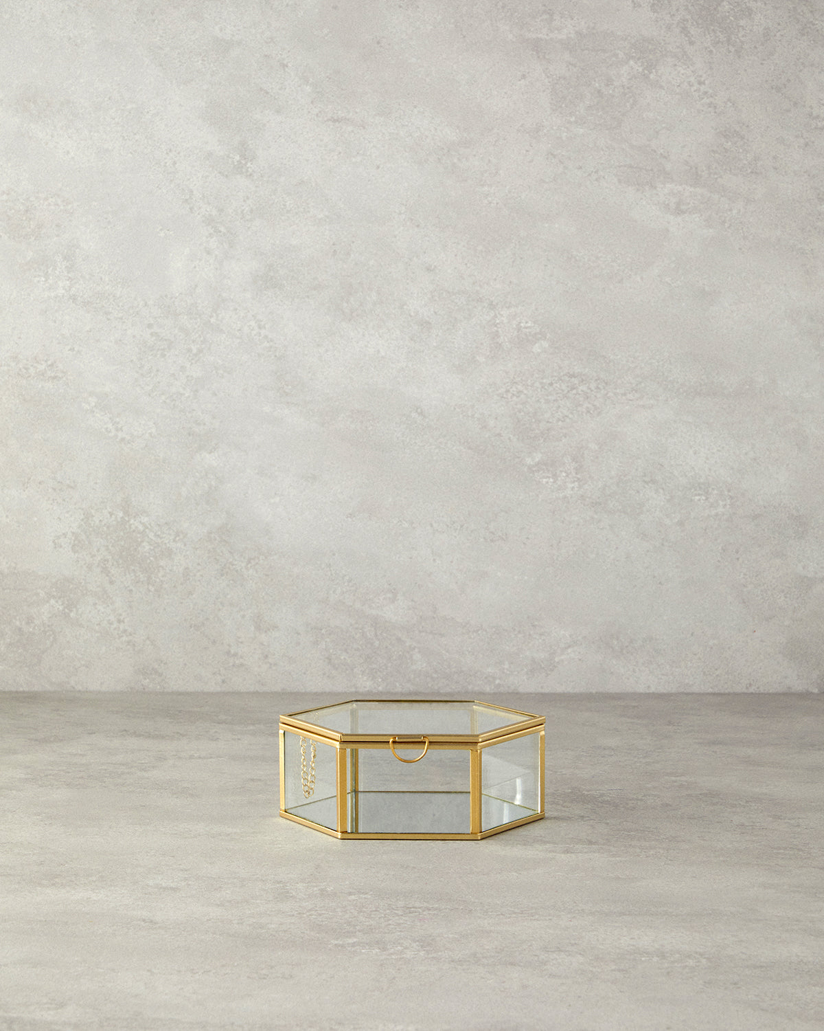 Deluxe Glass Decorative Box Gold - 14x16x6 cm
