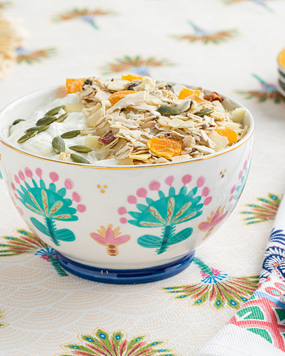Love Passion New Bone China Bowl 500 ml Navy Blue - Pink