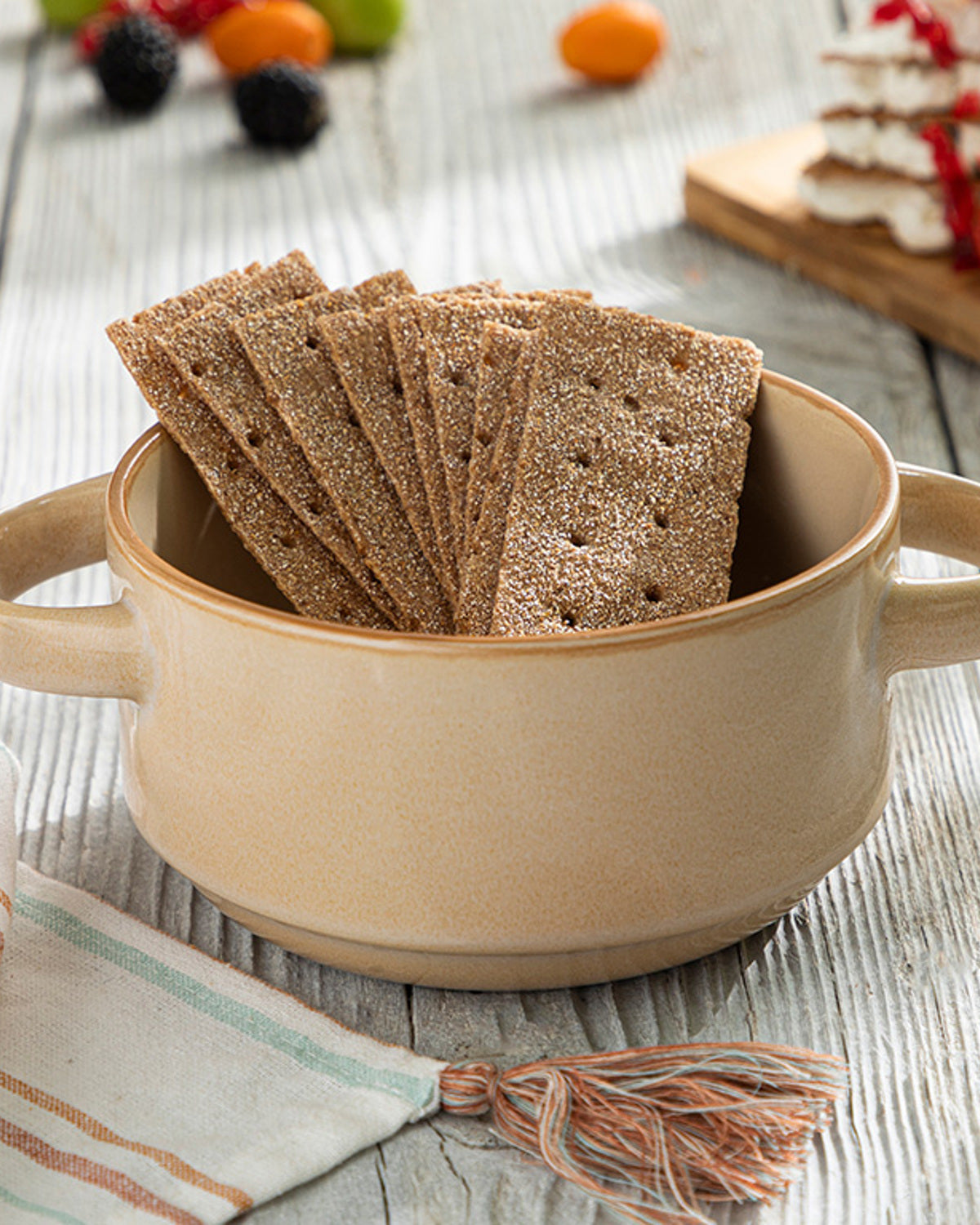 Freda Ceramic with Handle Bowl 620 ml Cream