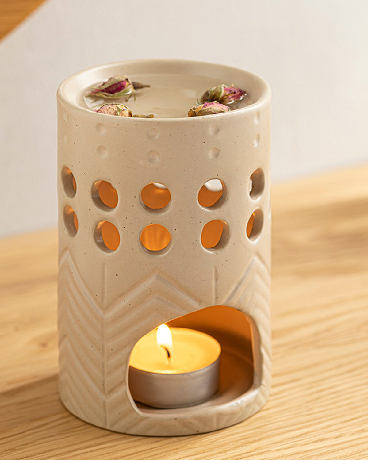 Novia Ceramic Censer 8x8x12.1 cm Cream