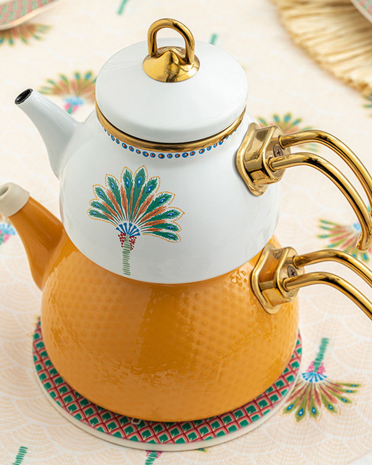 Exotic Palm Enamel Tea Pot 0.50 L + 1.1 L Yellow (view 2)