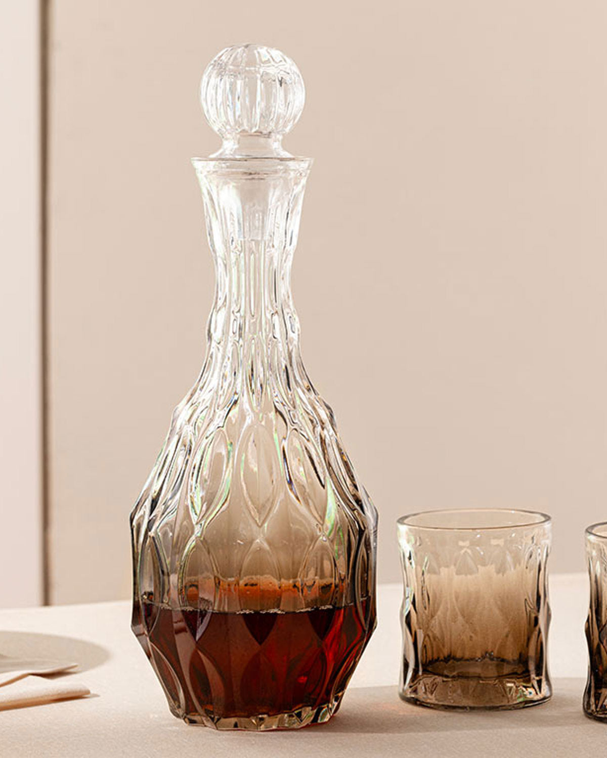 Blaze Glass 3 Pieces Decanter 1300 ml + 300 ml Amber