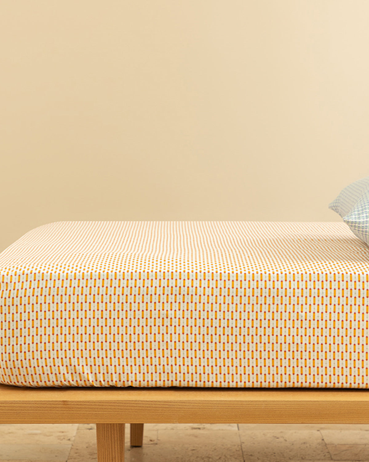 Diamond Stripe Easy Iron Single Size Fitted Sheet 100x200 cm Yellow