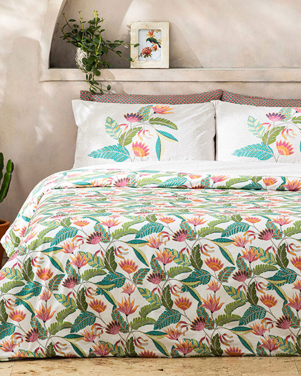 Exotic Flower Cotton Double Size Duvet Cover Set 200x220 cm Pink