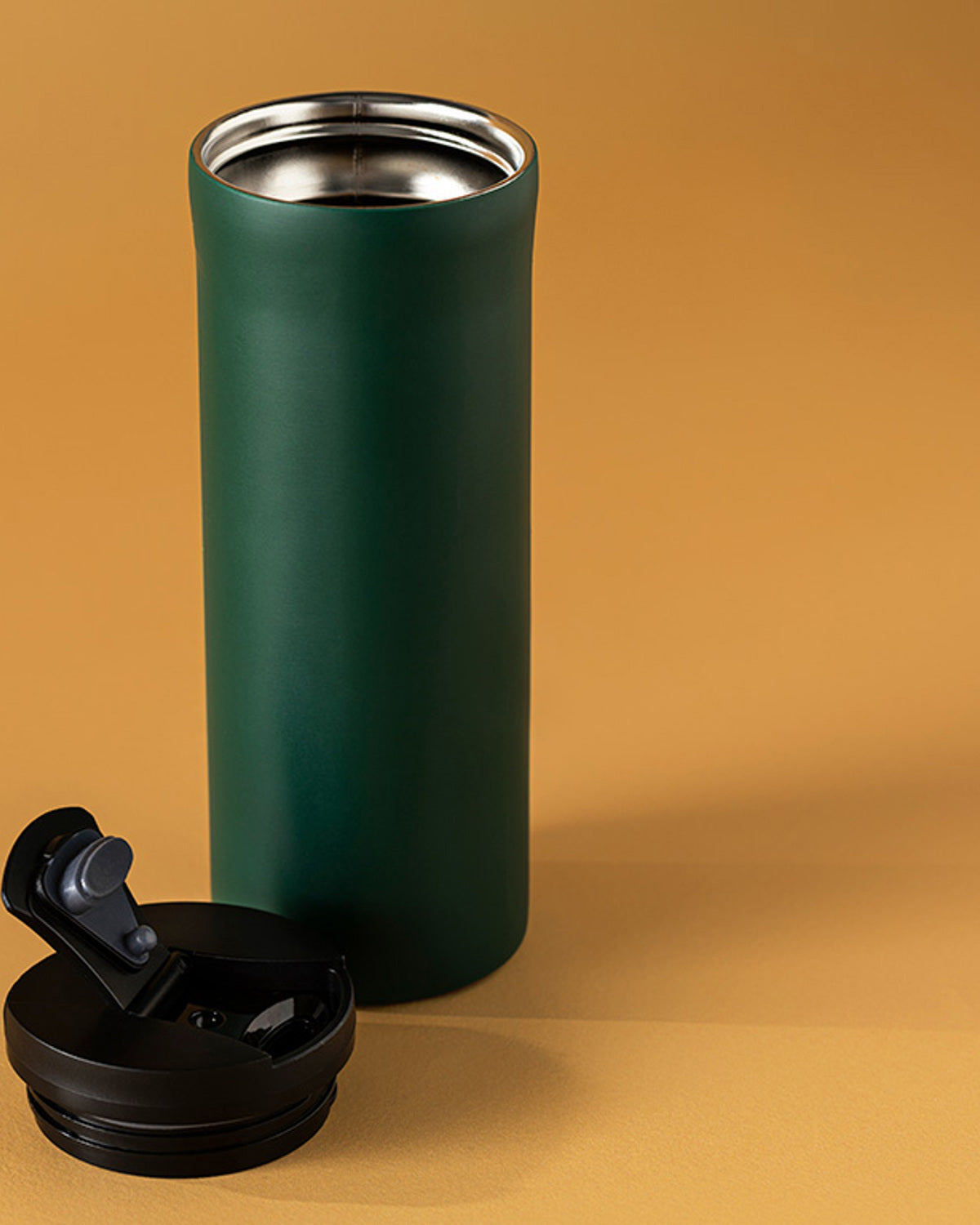 Leonor Stainless Steel Flask 400 ml Dark Green (view 2)