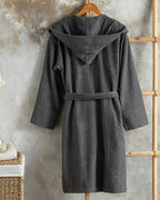 Stripe Cotton Twill Bathrobe S-M - Indigo (view 2)