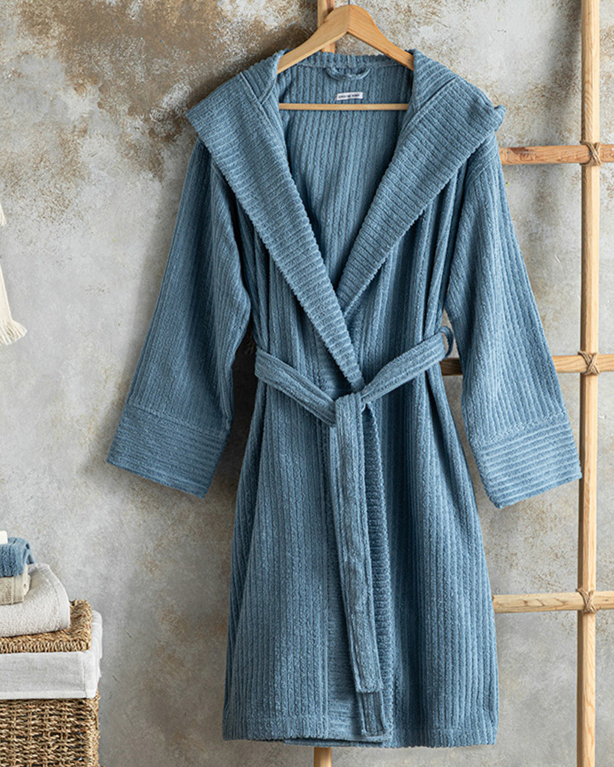 Stripe Cotton Twill Bathrobe S-M (view 6)