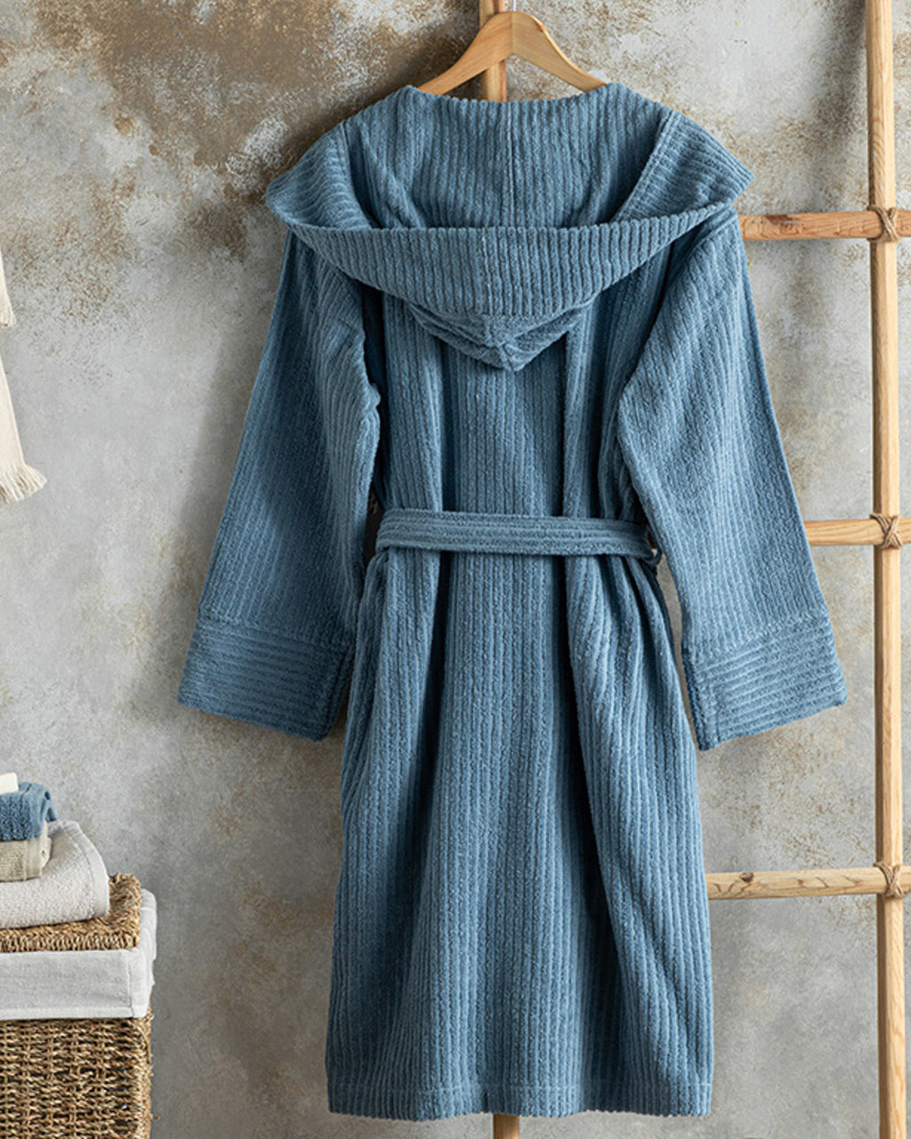 Stripe Cotton Twill Bathrobe S-M (view 7)