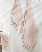 Nico Cotton Fringed Face Towel 50x70 cm Light Beige (view 2)