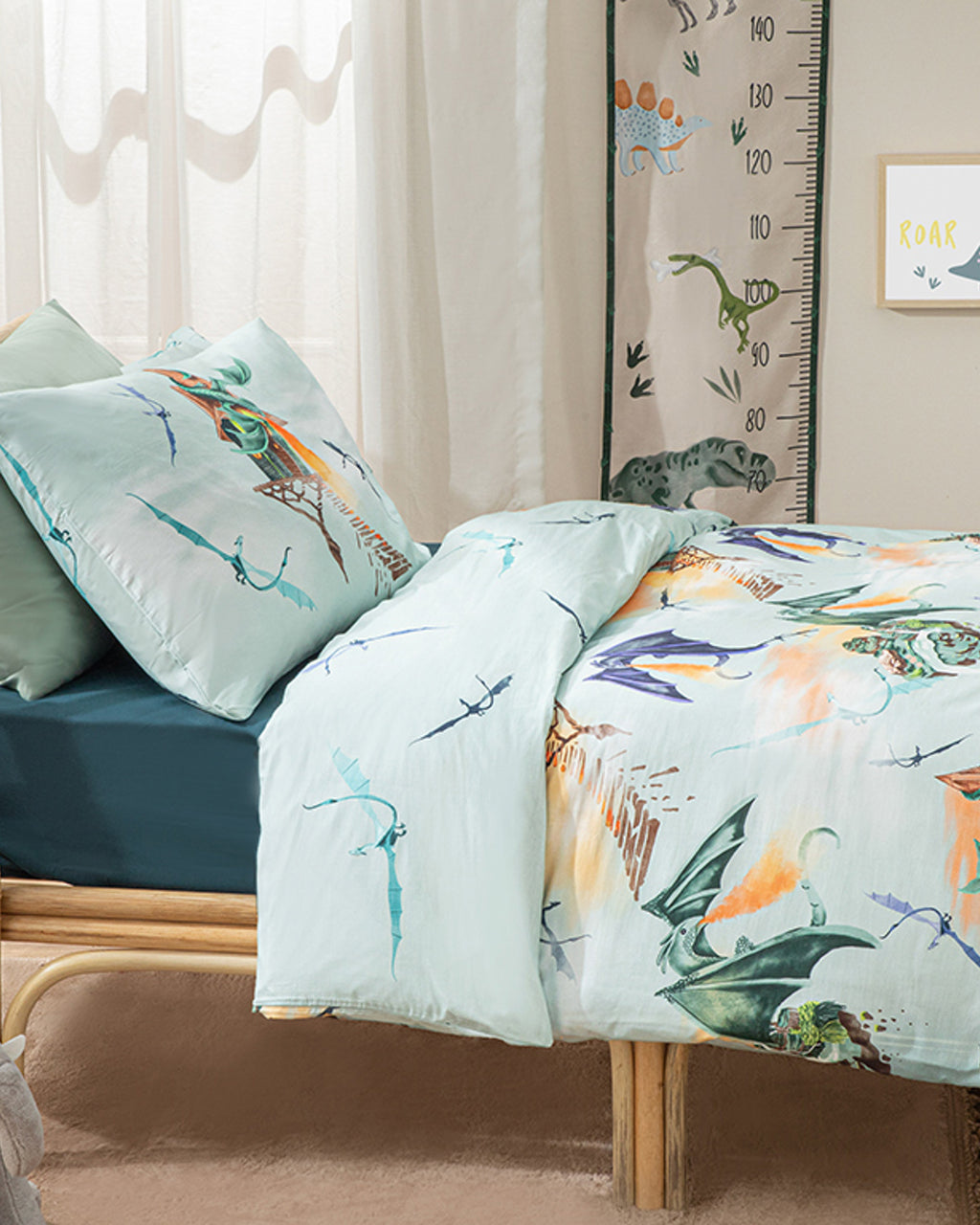 Ejderha Cotton Boy Kids Duvet Cover Set 160x220 cm Green