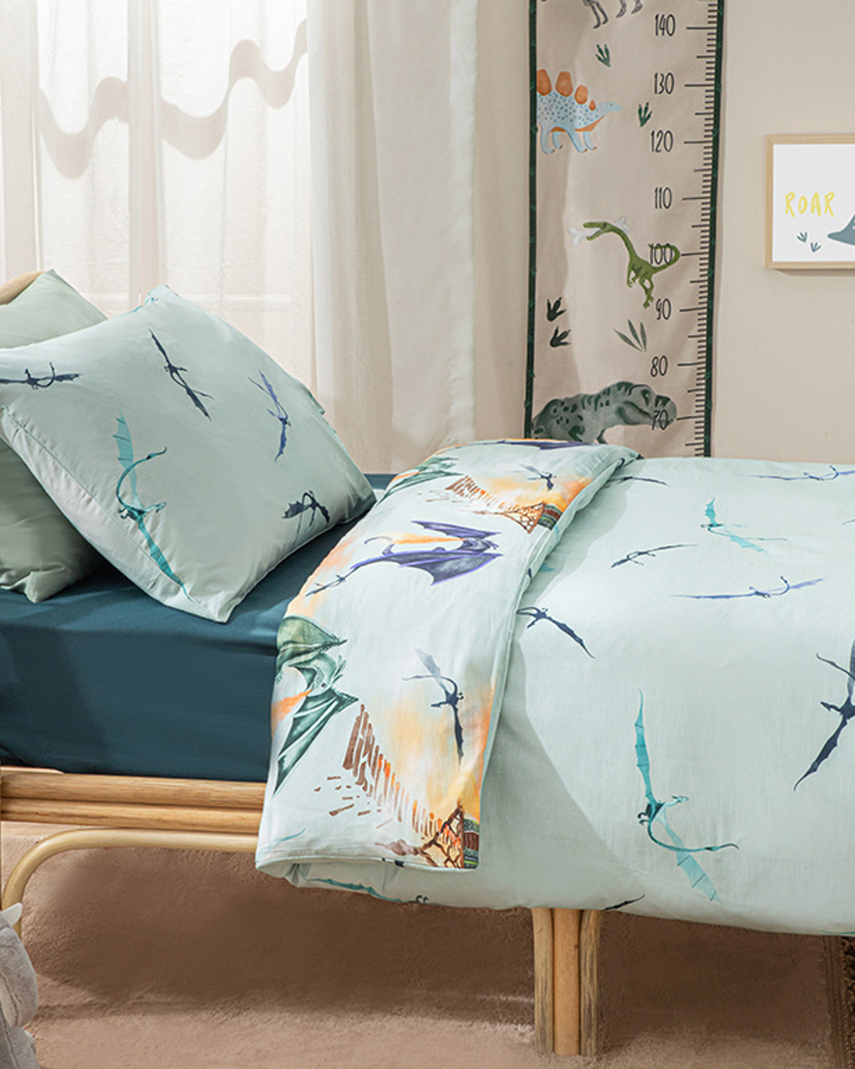Ejderha Cotton Boy Kids Duvet Cover Set 160x220 cm Green (view 2)