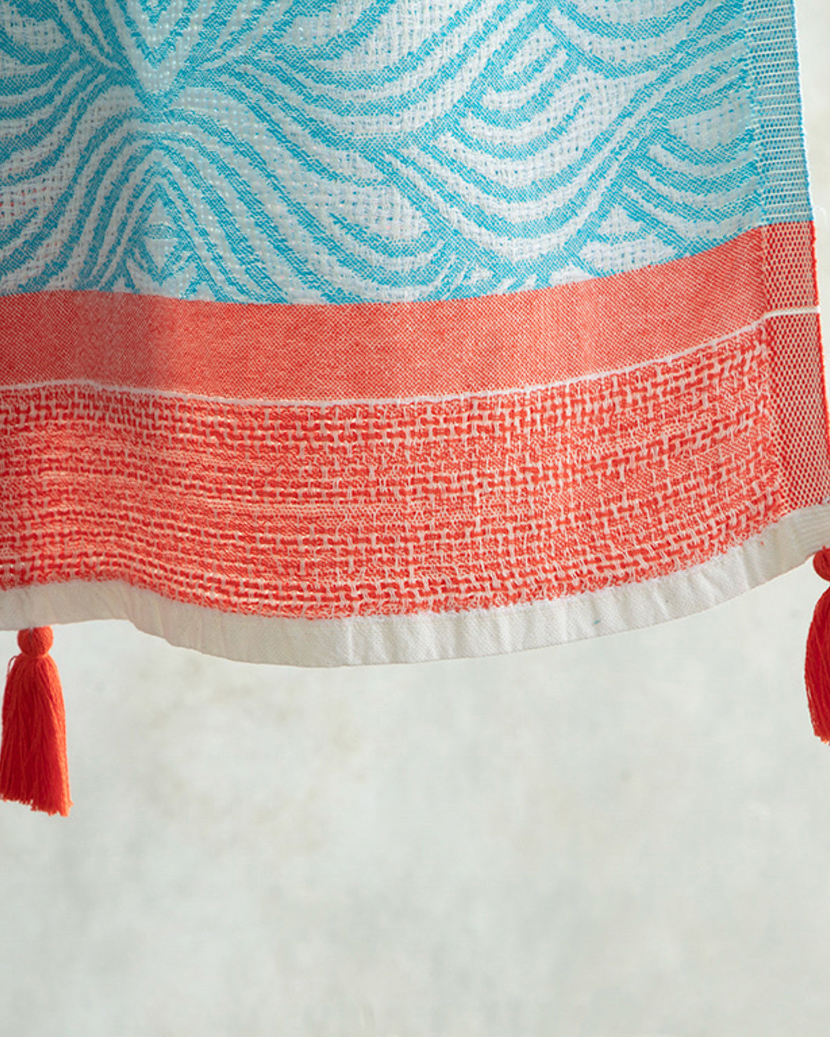 Aura Cotton Fringed Bath Wrap 90x150 cm Coral - Blue (view 2)
