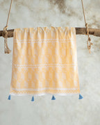Swiss Cotton Fringed Bath Wrap 90x150 cm Yellow - Blue (view 2)