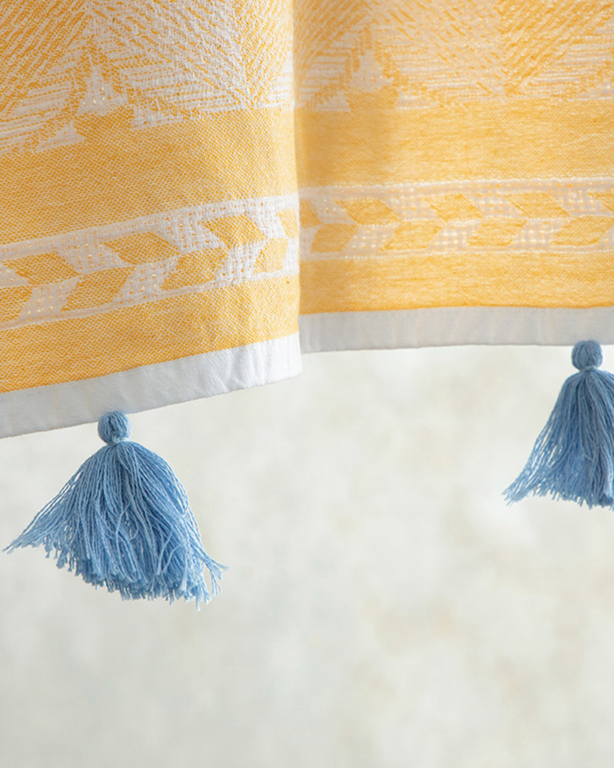 Swiss Cotton Fringed Bath Wrap 90x150 cm Yellow - Blue (view 3)
