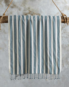 Dora Cotton Striped Bath Wrap 90x180 cm Navy Blue - Beige