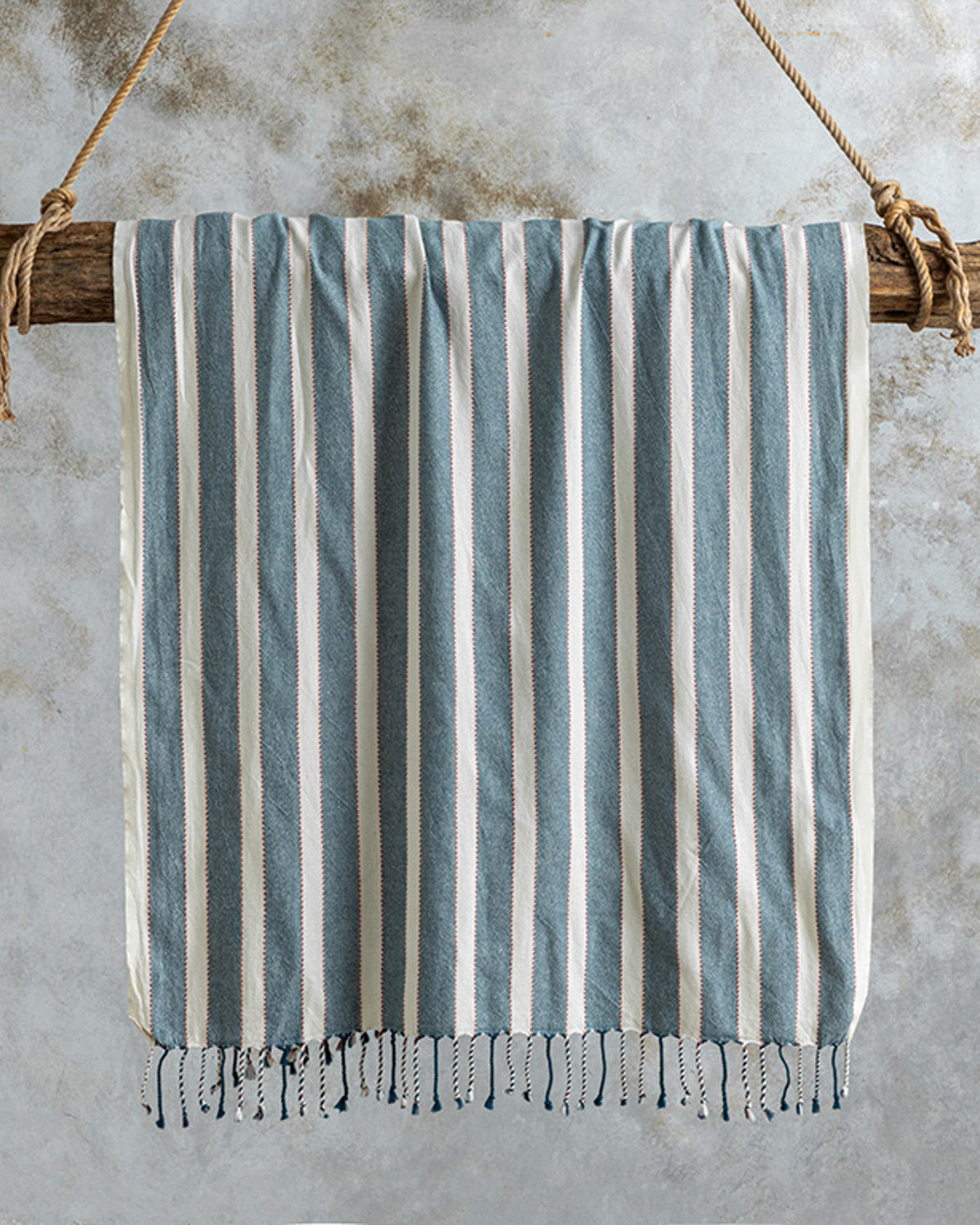 Dora Cotton Striped Bath Wrap 90x180 cm Navy Blue - Beige