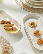 Frondosa Ceramic Rectangular Plate 25 cm Light Cream (view 3)