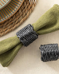 Trikote Raffia 2 pcs Napkin Ring 5 cm Black
