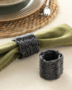 Trikote Raffia 2 pcs Napkin Ring 5 cm Black (view 2)