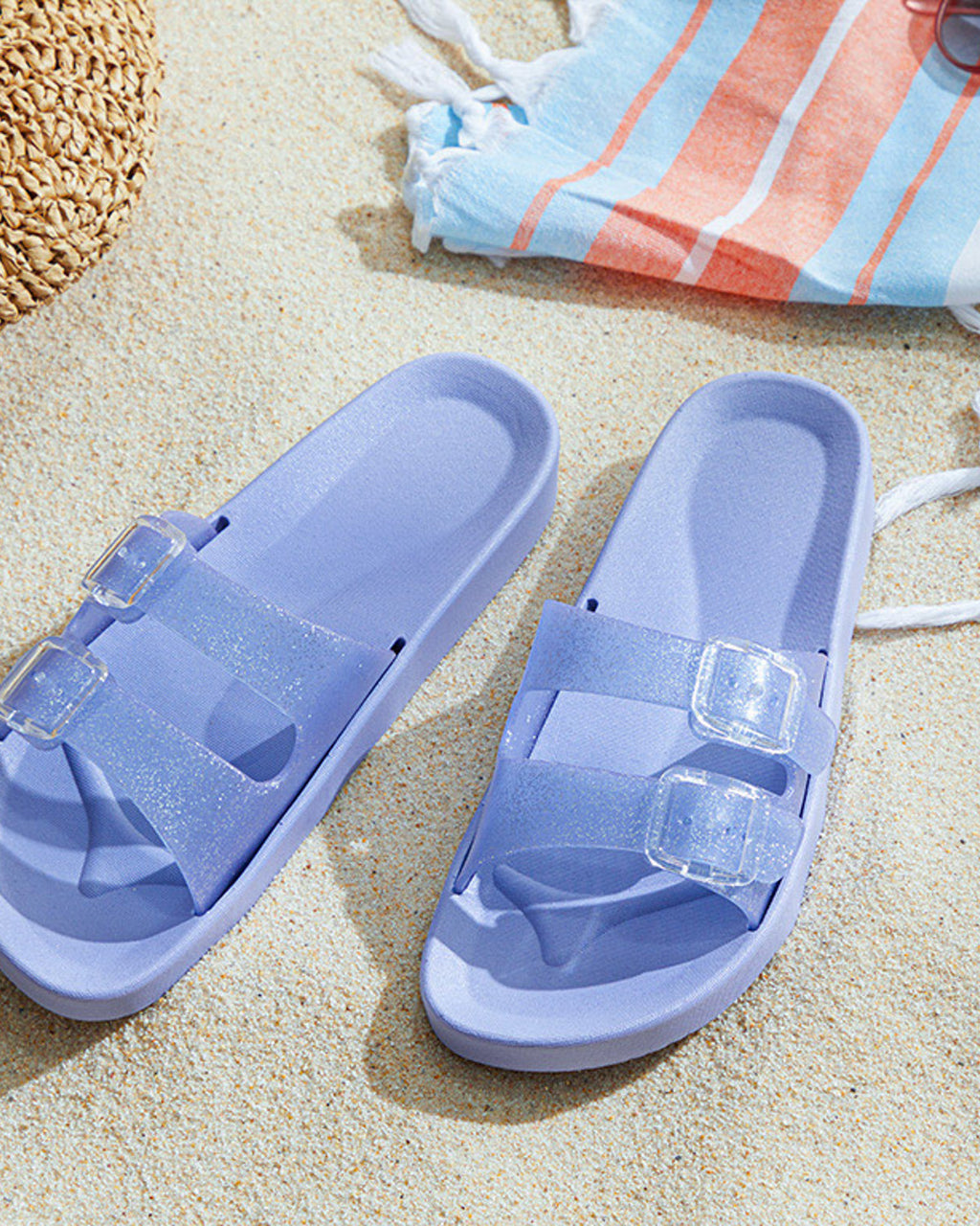 Bright PVC Women Outdoor Slippers 37 Purple