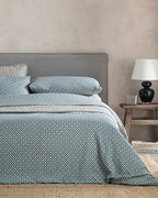 Trio Tile Easy Iron Single Size Duvet Cover Set 160x220 cm Navy Blue