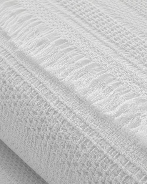 Bianco Cotton Jacquard Double Bed Spread 220x240 cm White (view 2)