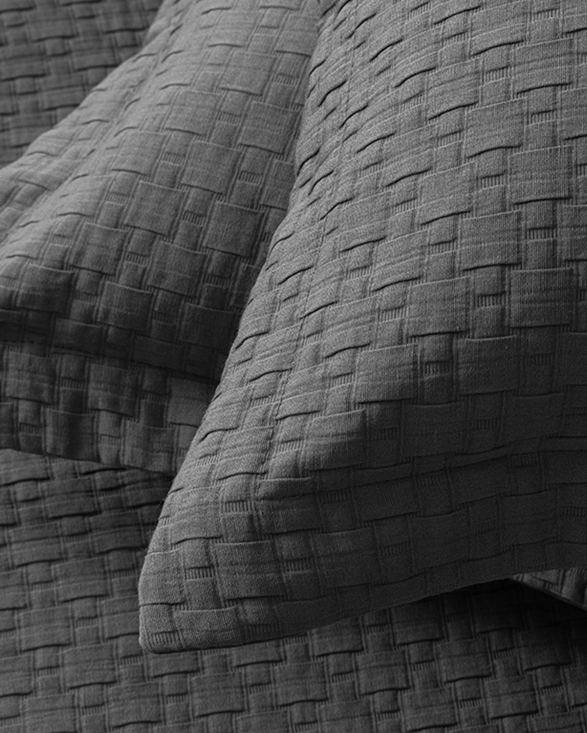 Matris Polycotton Jacquard Double Bed Spread Set 240x250 cm Anthracite (view 2)