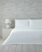 Laurel Cotton Satin Embroidered Double Duvet Cover Set 200x220 cm White