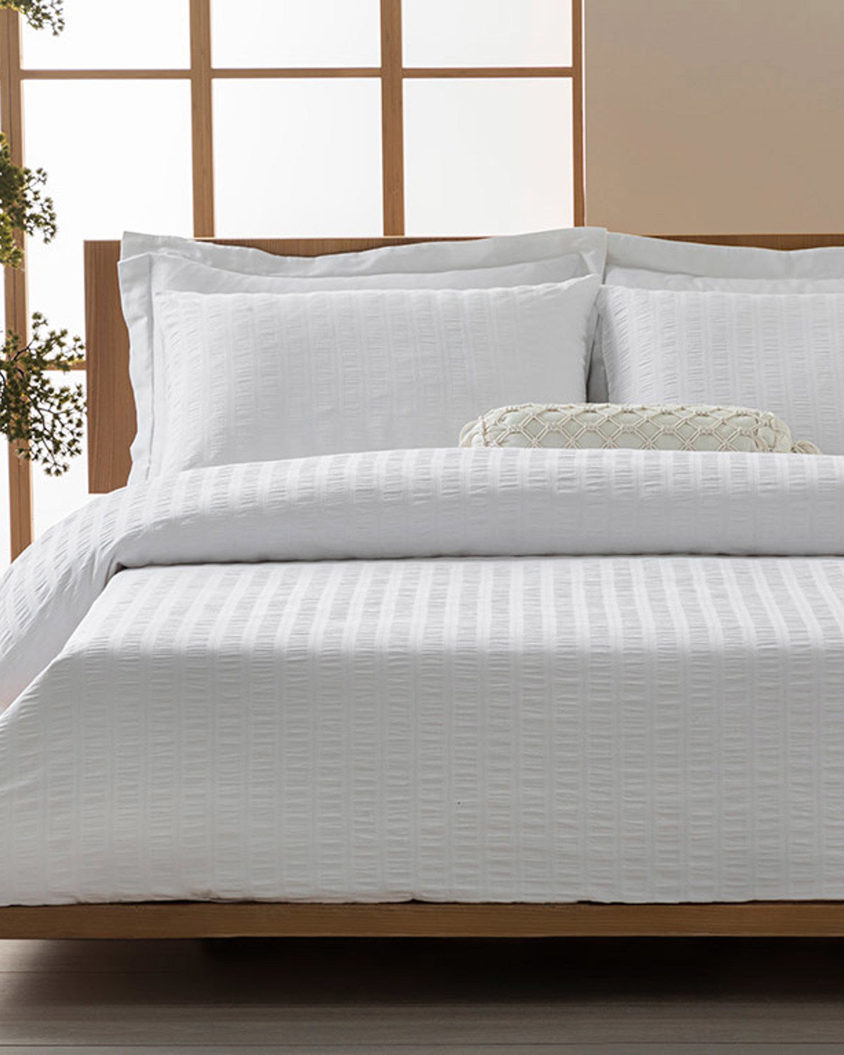 Lidya Cotton Embossing Double Duvet Cover Set 200x220 cm White