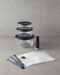 Vacuum Pro Lock Glass 7 pcs with Vacuum Device Storage Container 820 + 1550 + 2700 ml Black