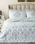 Elegant Crown Cotton Satin Double Size Duvet Cover Set 200x220 cm Silver