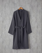 Barbara Cotton Muslin Bathrobe - Anthracite - S-M