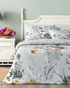 Flower Heaven Soft Cotton with Digital Print Duvet Cover Set Gray - Single 160x220 cm