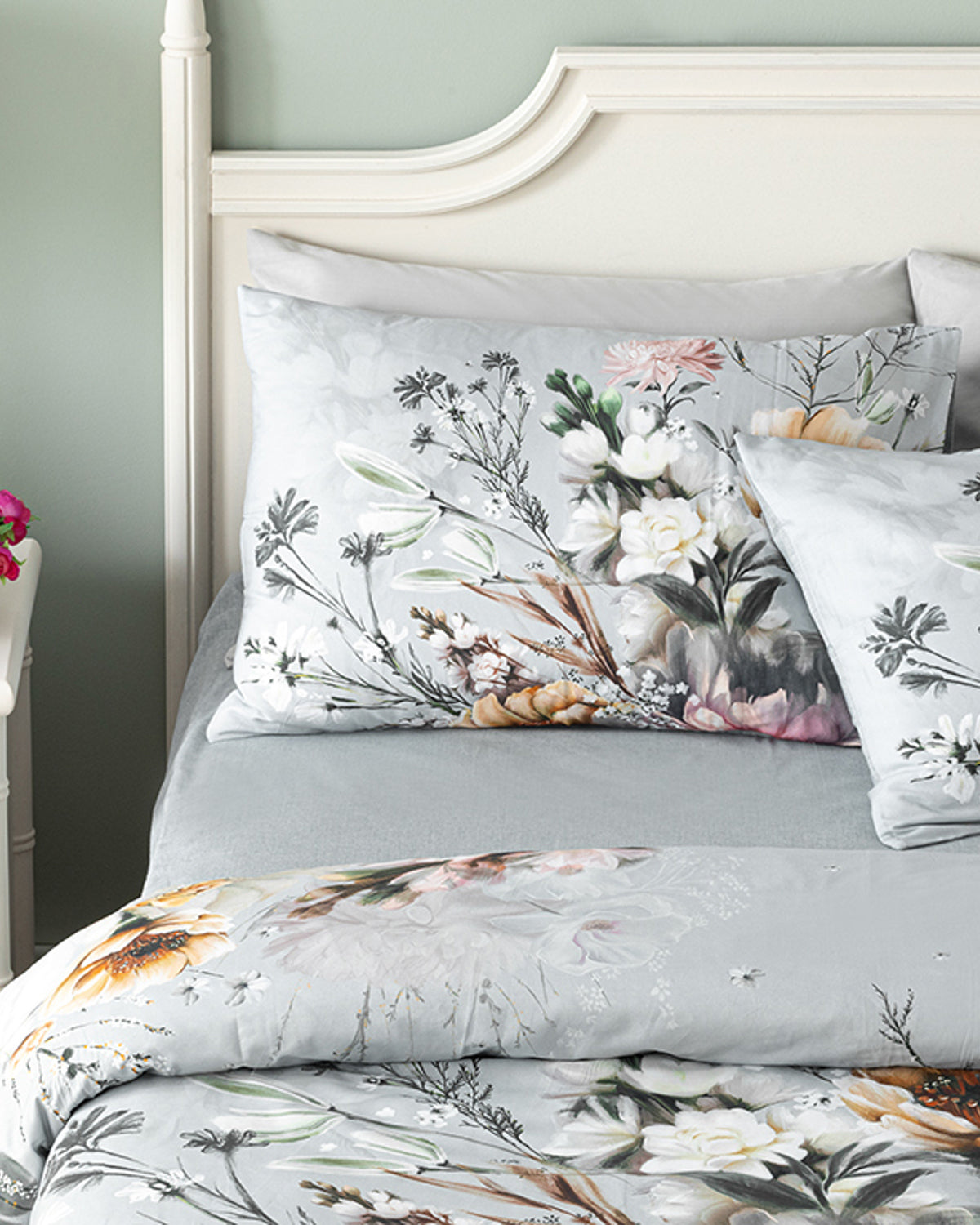 Flower Heaven Soft Cotton with Digital Print Duvet Cover Set Gray (view 3)