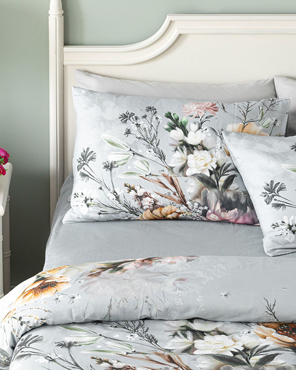 Flower Heaven Soft Cotton with Digital Print Duvet Cover Set Gray (view 8)