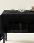 Navy Cotton Polyester Ajour Fabric Table Cloth 150x200 cm Black