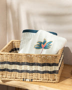 Venice Knitting Basket 26x26x12cm Natural - Black