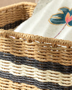 Venice Knitting Basket 26x26x12cm Natural - Black (view 2)